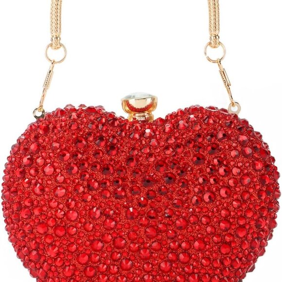 Mini Heart Shaped Purse,Valentines Purses and Handbags,Rhinestone Evening Purse - Picture 1 of 6